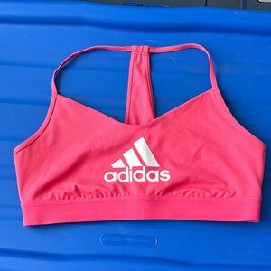 adidas Hot Pink Racerback Logo Sports Bra